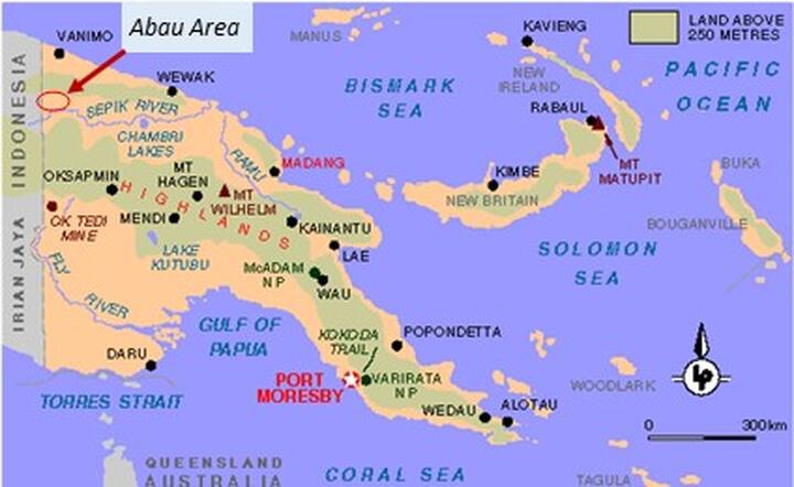 PNG map with Abau PNG map with Abau