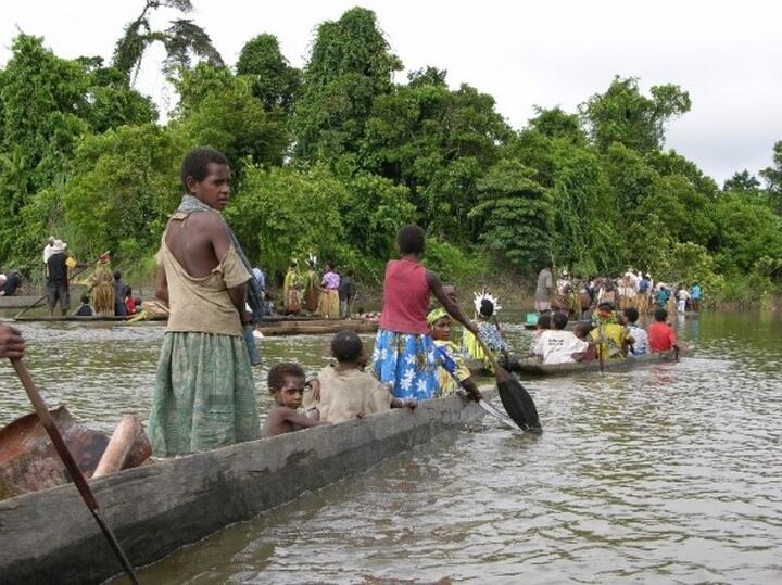 People with canoes People with canoes